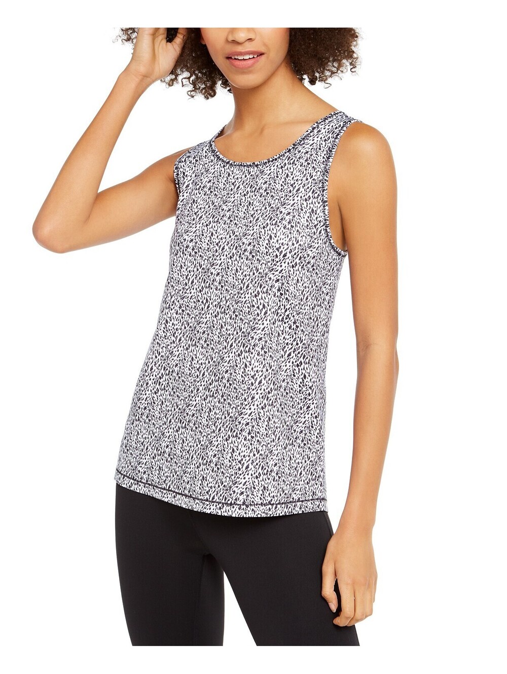 Ideology Womens Leopard-Print Mesh-Back Tank Top Size XS